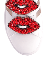 Tyra Shoe Charm Beaded Lips Handmade - set of two - Red