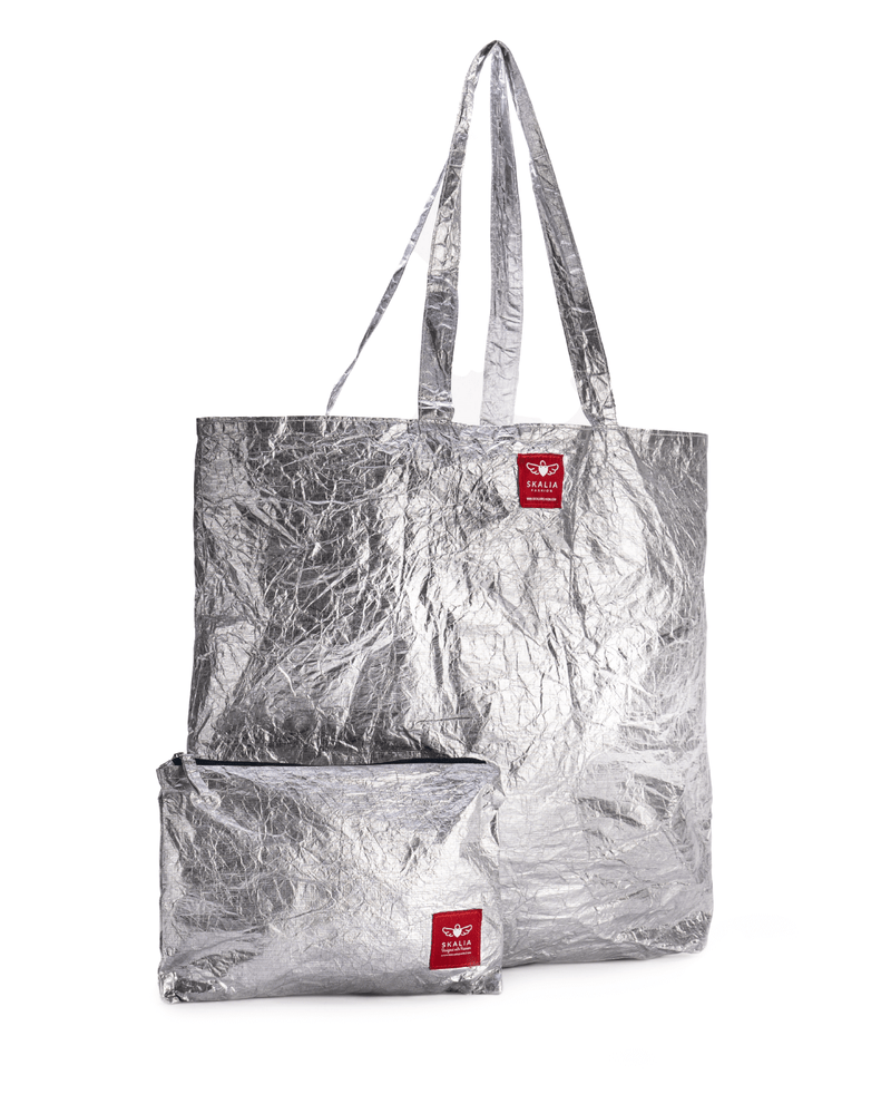 Emma Foldable Tote Bag w/pouch TYVEK - Silver